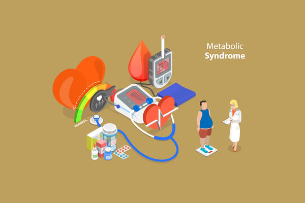 Metabolic syndrome illustration with doctor and patient.